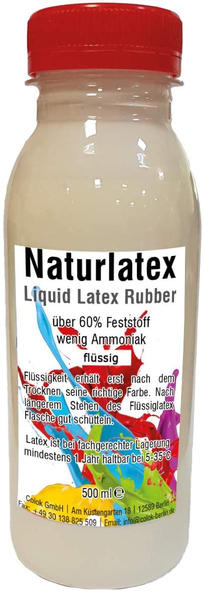 Flüssiglatex 500 ml Latexmilch, naturfarben, Naturgummi flüssig, Latex, Gummimilch, Sockenstopp liquid latex