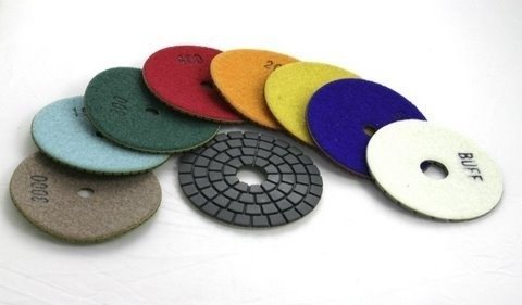 Diamond grinding pads 100mm wet use with Velcro fastener 7 pieces