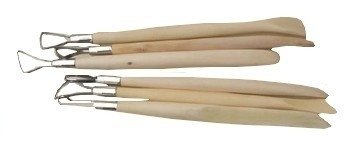 Mirettes wire set of 6 with one-sided 20 cm wooden spatula