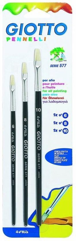 Giotto Blister of 3 Brushes 577 n. 6\8\10 flat point, bristle